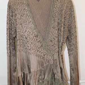 Designer Komarov_Bronze_XL Wrap Shirt w/slightly belled sleeves